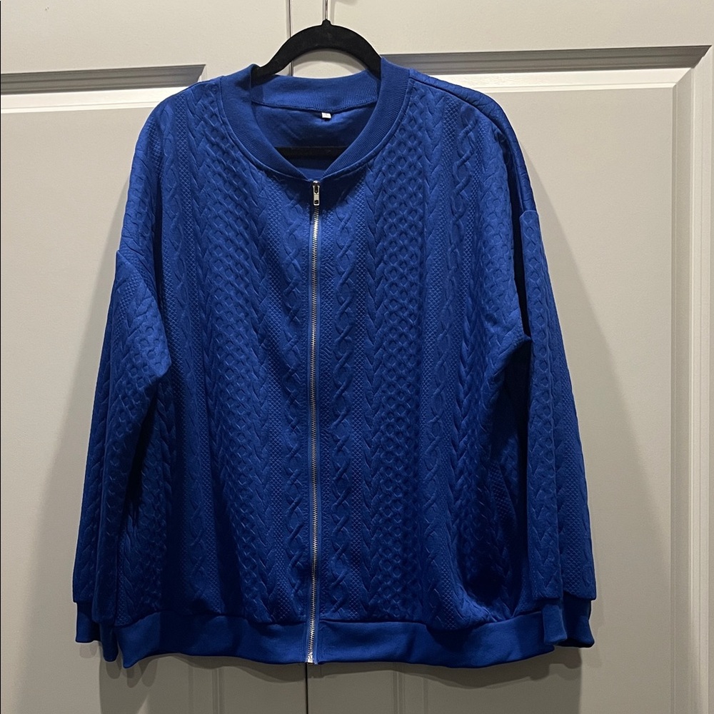 Blue Quilted Zip-Up Jacket